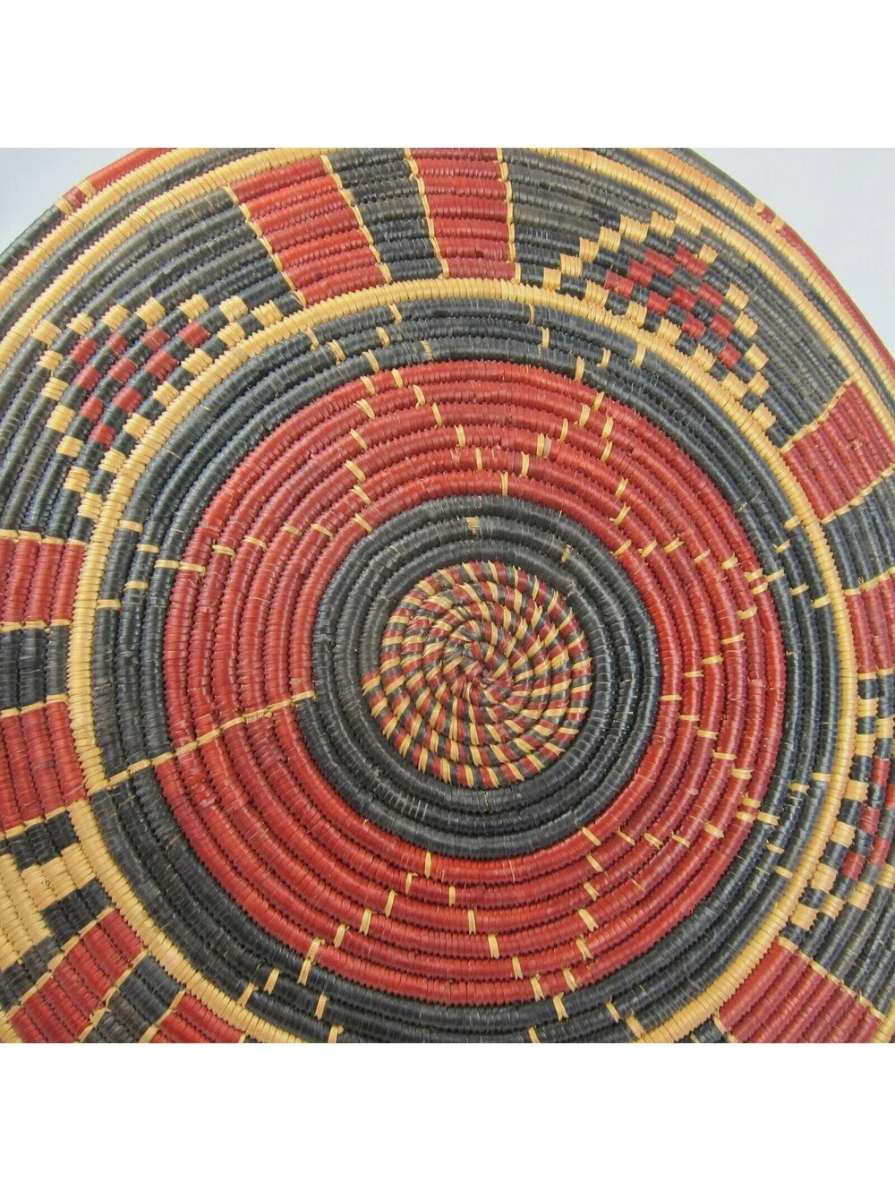 Vintage 1940s Native American Navajo Flat Polychrome Wedding Basket 9.75 inch